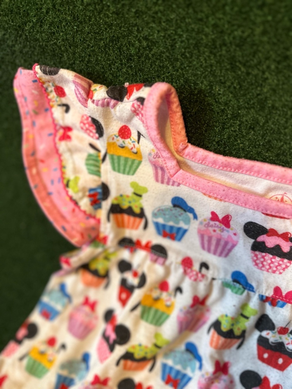 Disney Girls Cupcake & Minnie Ear Print nightgown with pink trim - Picture 3 of 5
